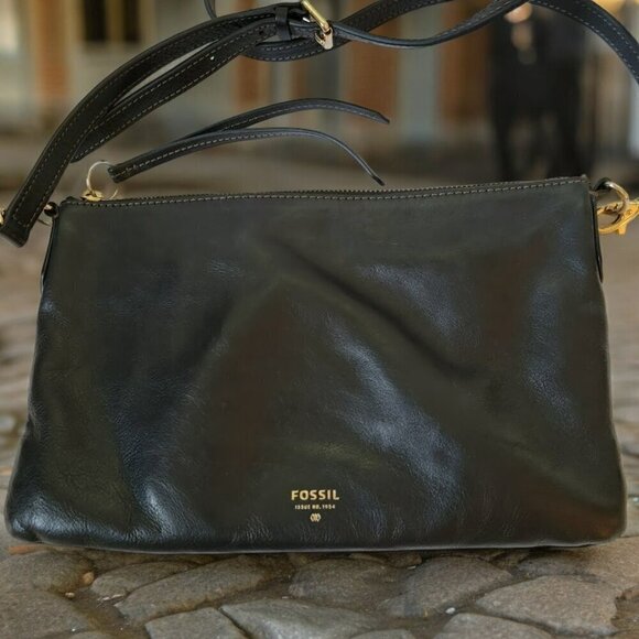 Fossil Leather Envelope Shoulder/Clutch Bag - Very Good Condition - Picture 1 of 10